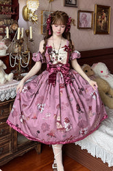 Red Sleeveless Rabbit Sunflower Print Ruffle Embroidery Bowknot Sweet Lolita Jsk Dress Long Version